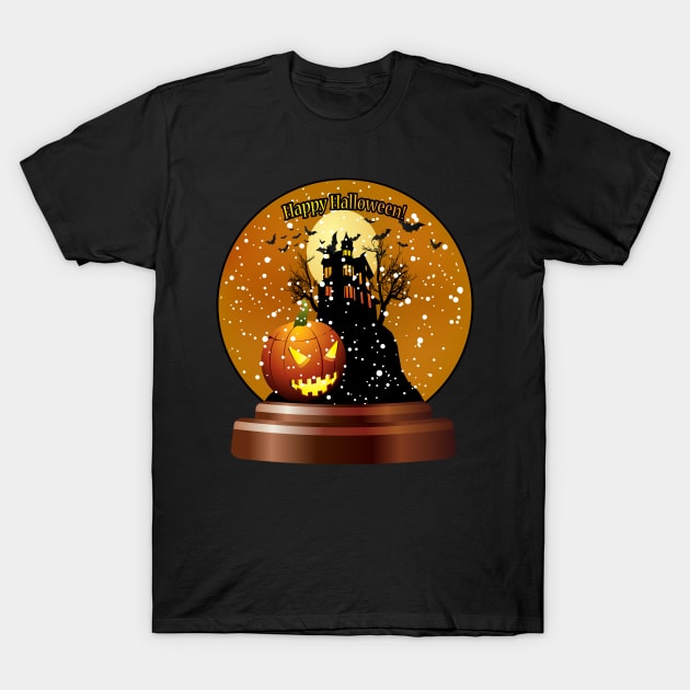 Happy Halloween Snow Globe T-Shirt by ArtisticRaccoon